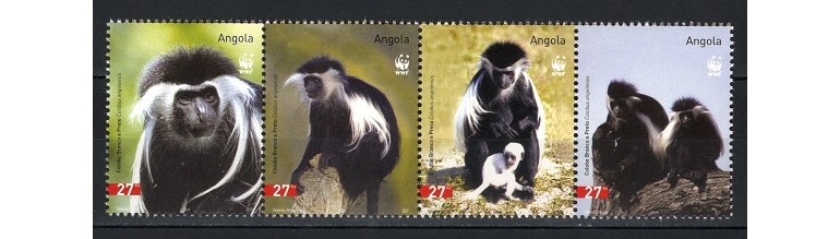 ANGOLA 2004 - MAIMUTE, FAUNA WWF - SERIE DE 4 TIMBRE NESTAMPILATA - MNH / fauna537